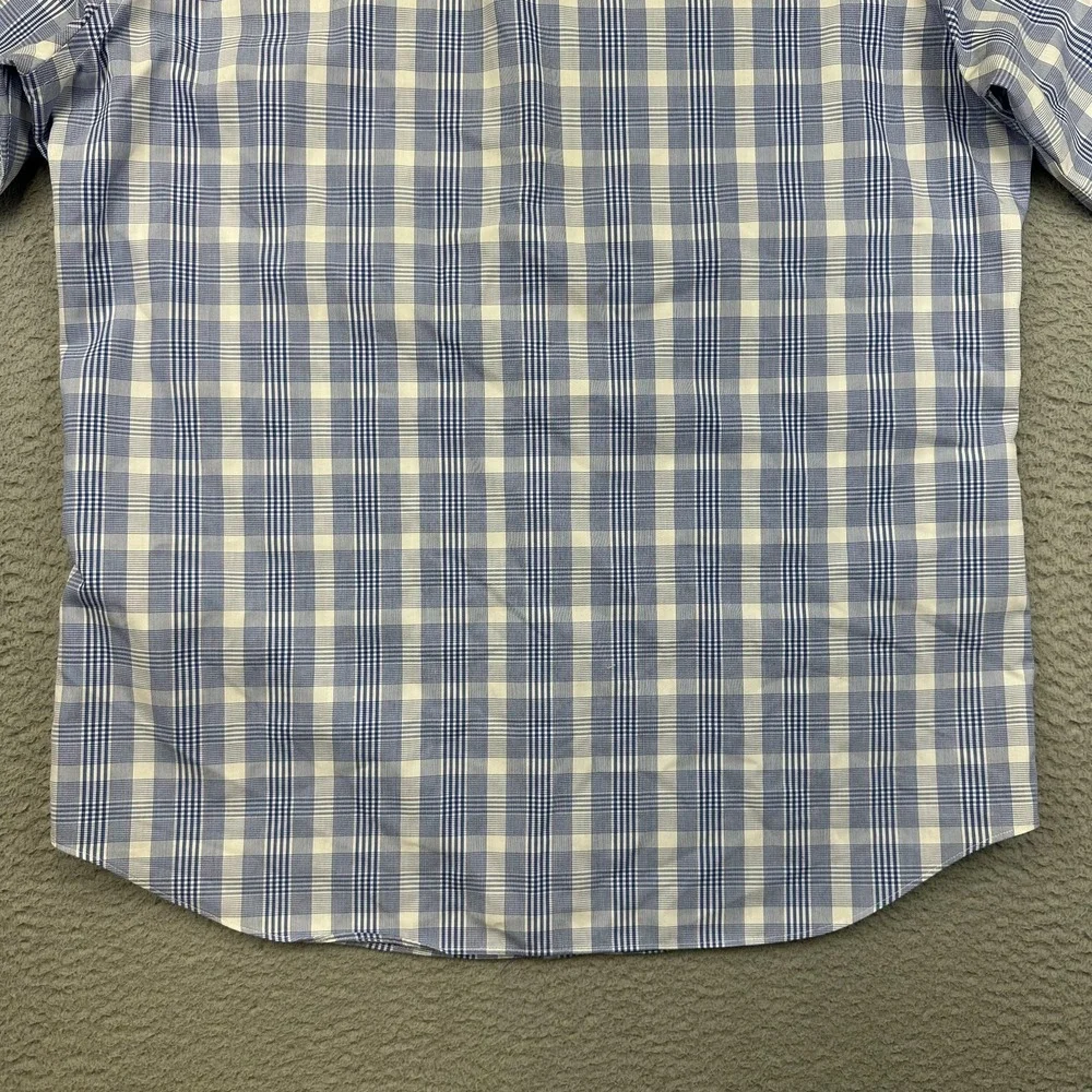 Banana Republic Shirt Mens Large Blue Plaid Camden Fit Non-Iron Long‎ Sleeve
